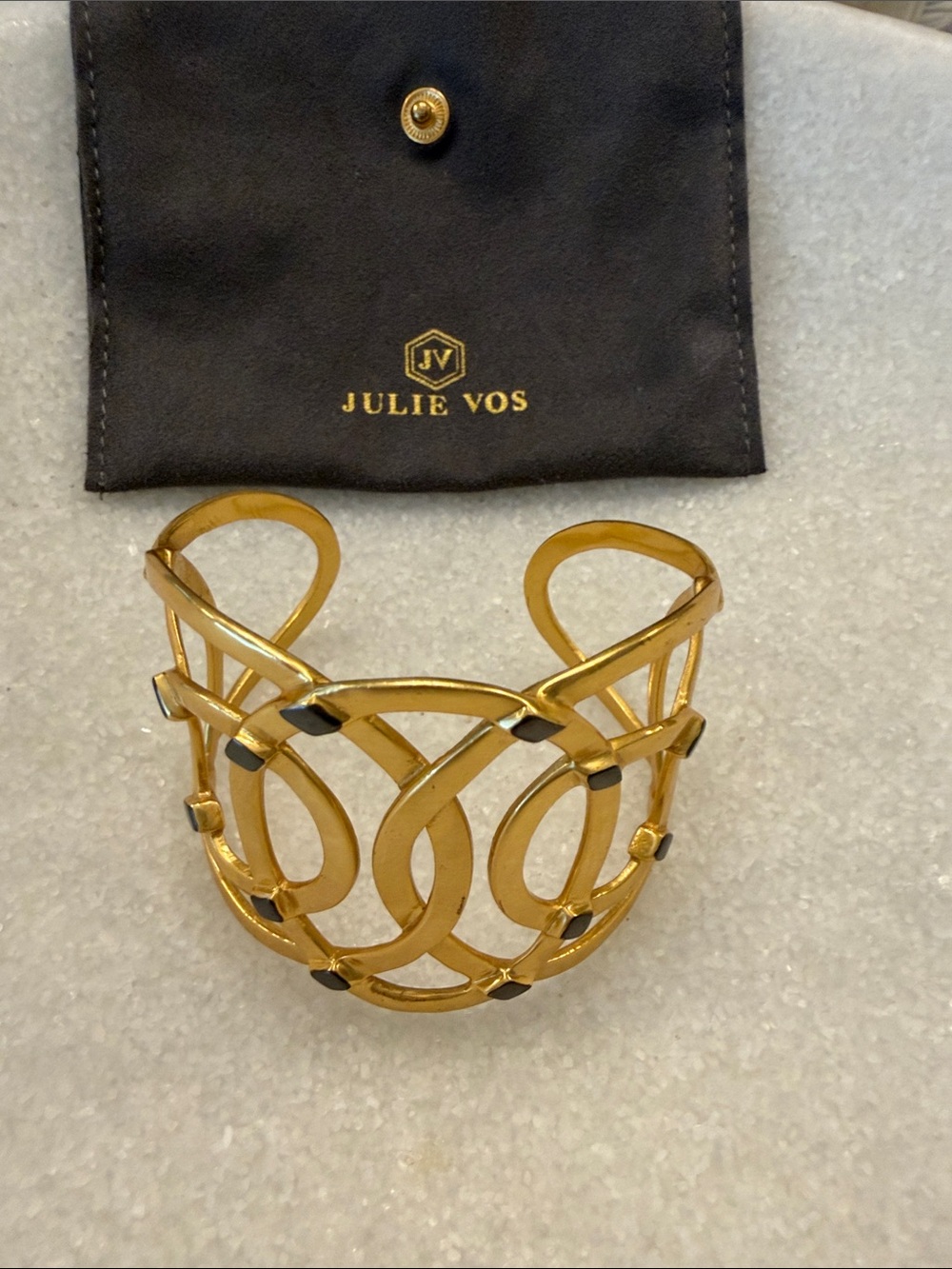 Julie Vos Gold Openwork Cuff Bracelet with Black Accents - Women's Jewelry - Picture 4 of 4